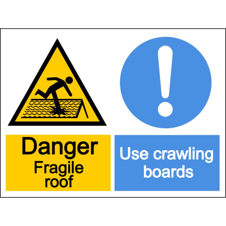 Danger Fragile Roof Use Crawling Boards Landscape Sign Choose