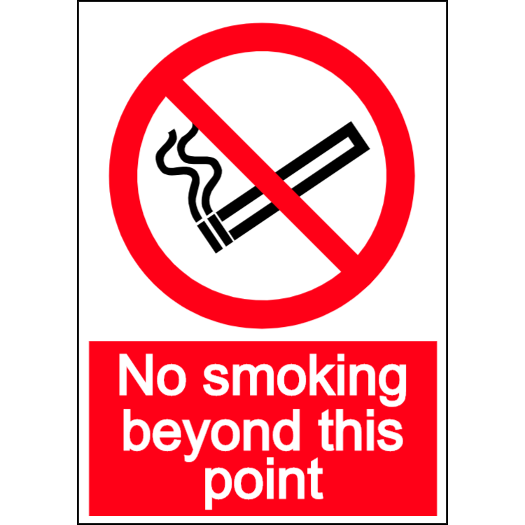 No smoking - beyond this point - portrait sign | Choose, Customize and ...