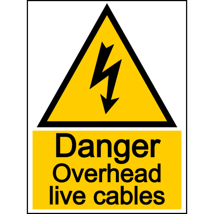 Danger - overheard live cables sign | Choose, Customize and Order Signs ...