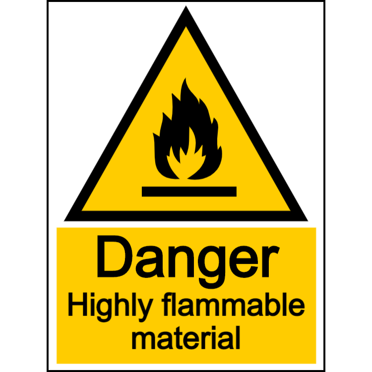 Danger highly flammable material - portrait sign | Choose, Customize ...