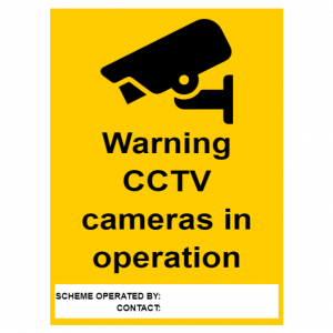 CCTV sign with empty text box